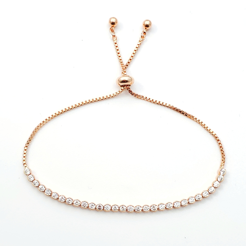 Rose Gold Mini Rhinestone Adjustable Bracelet